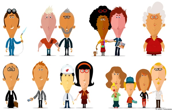 dessinateur personnages vectoriels