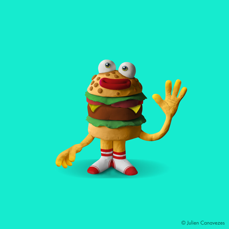 burger character design plasticine