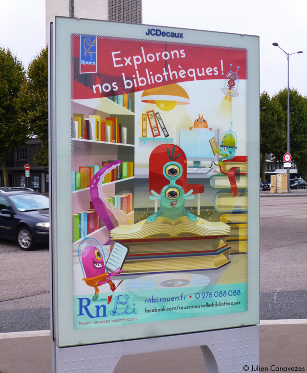 Mise en place des affiches dans la ville de Rouen