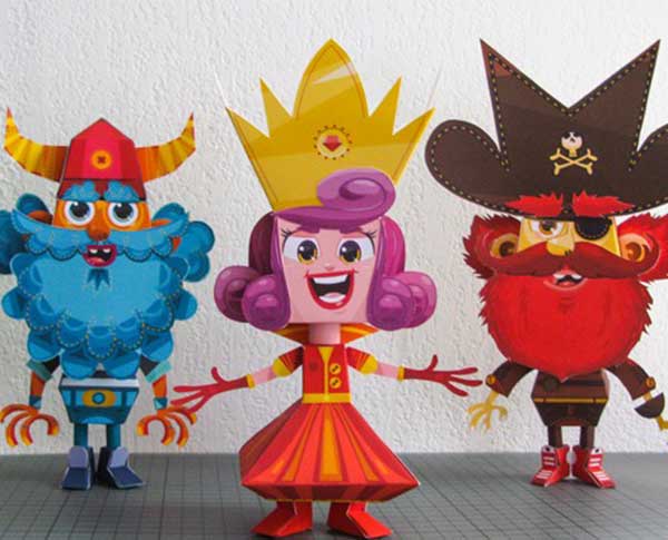 Paper toys sur le thème pirate viking et princesse